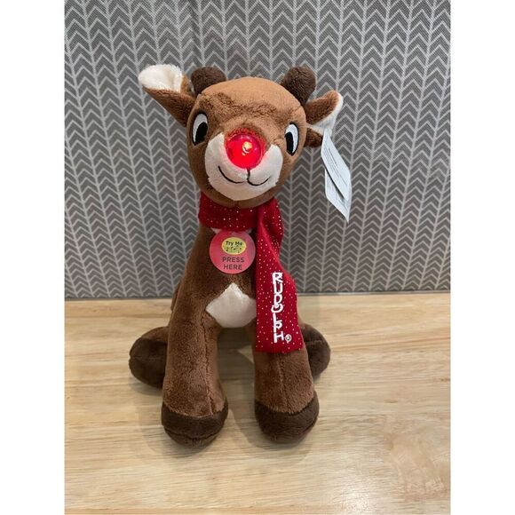 Rudolph the Red-Nosed Reindeer Musical Light Up Plush Stuffed Toy 11” - Picture 1 of 7